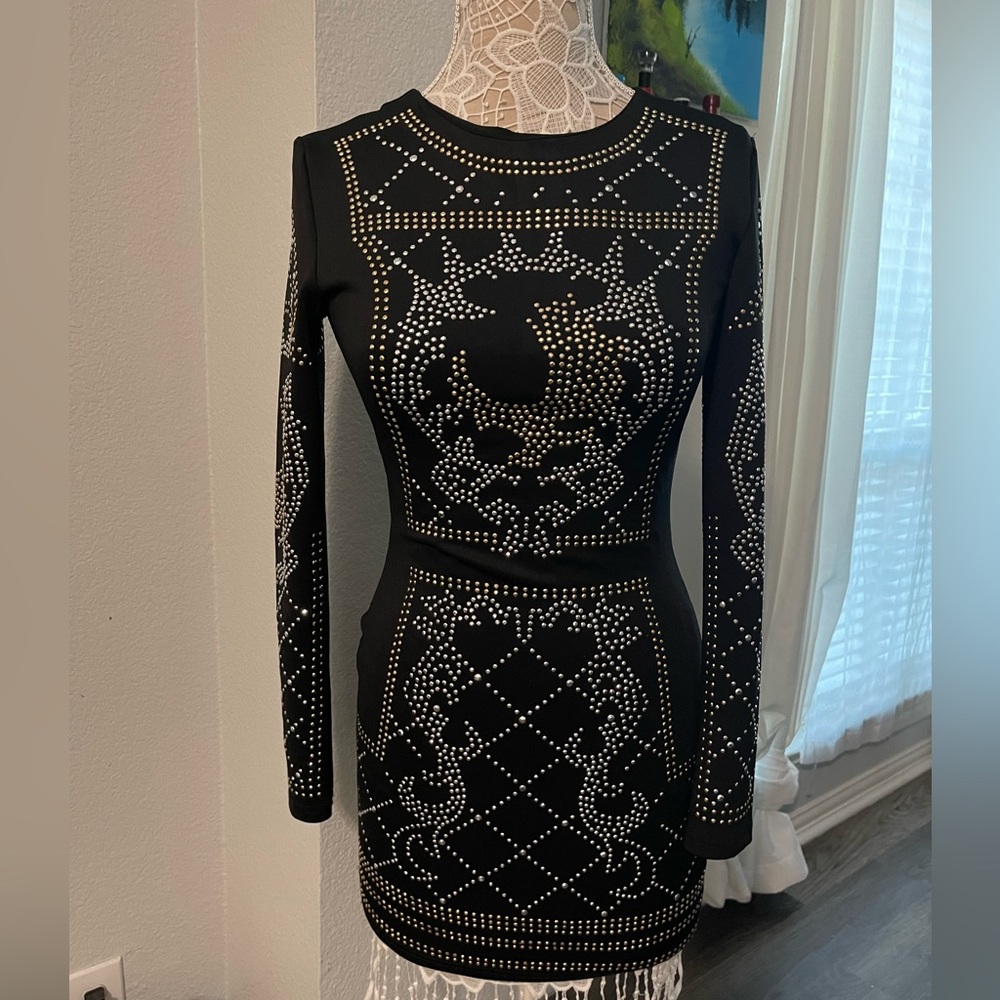 Elegant Black Studded Dress
